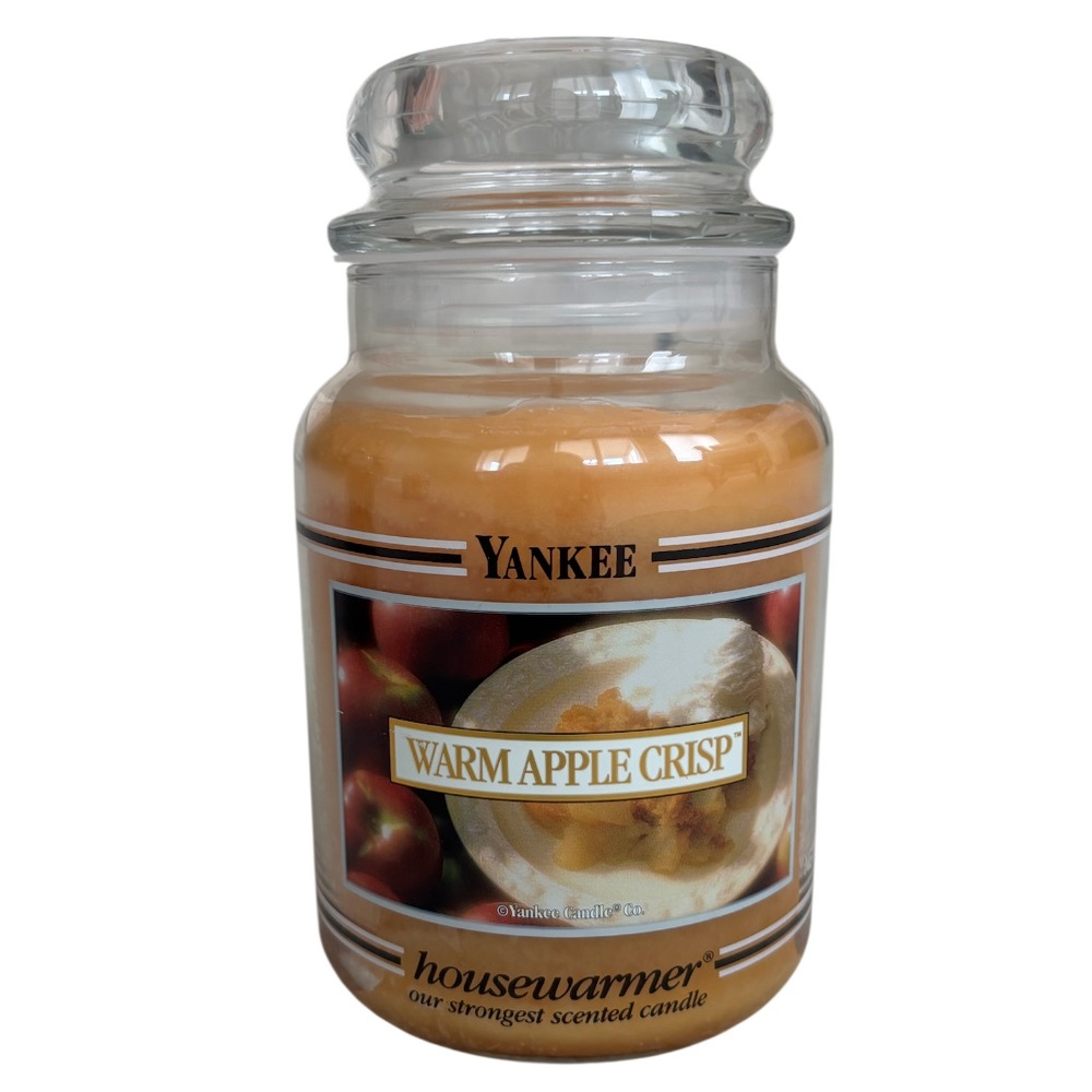 Yankee Candle Jar Warm Apple Crisp Rare Vintage Black Band Rich Cream Tan 22 Oz
